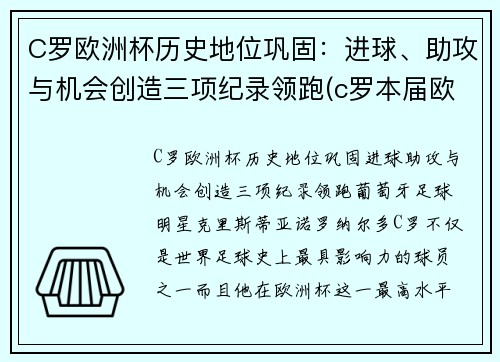 C罗欧洲杯历史地位巩固：进球、助攻与机会创造三项纪录领跑(c罗本届欧洲杯进球数)